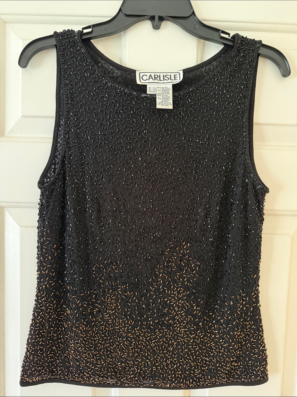 Carlisle Black & Bronze Beaded Sleeveless Tank Top - Size 4